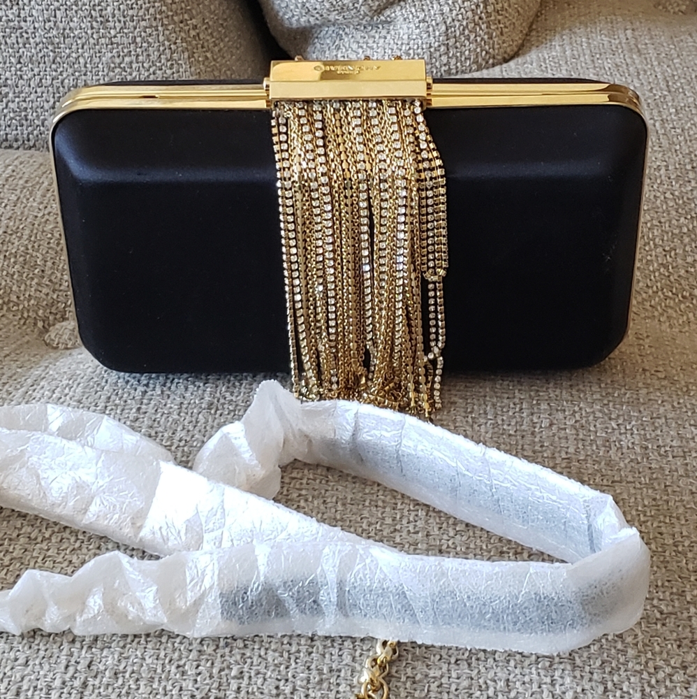 Givenchy Black Metal Fringe Satin Clutch Bag $3999 - Picture 2 of 16